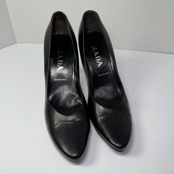 Prada Shoes - Prada Black Leather Pointed Toe‎ Stiletto High Heel Pumps Made in Italy Women's